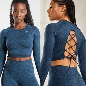 Gymshark Adapt Animal Seamless Lace Up Back Top - S